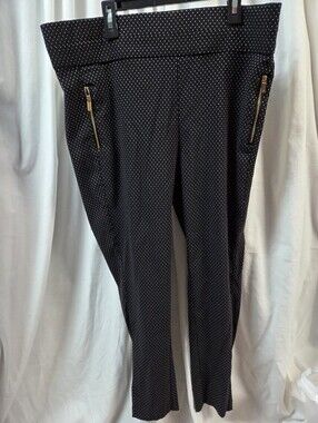 Jones New York Black Microdot Zip-Accent Trousers